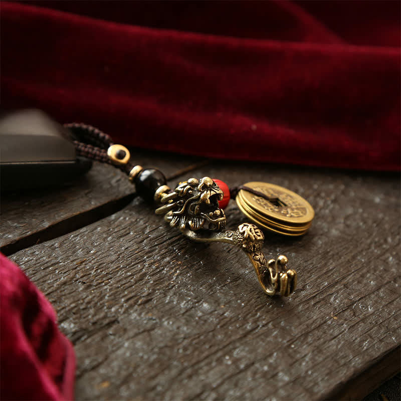 Buddha Stones Porte-clés de succès en laiton, pièces Ruyi des Cinq Empereurs et Dragon Ruyi - image 11