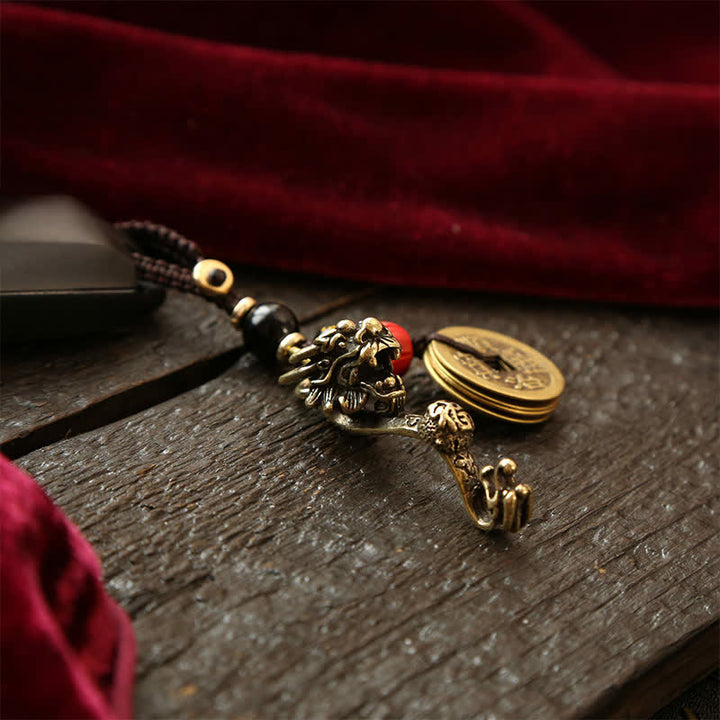 Buddha Stones Porte-clés de succès en laiton, pièces Ruyi des Cinq Empereurs et Dragon Ruyi - image 11