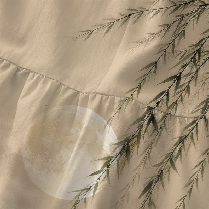 Buddha Stones Robe midi d'été décontractée pour femme, motif carpes koï et saule, sans manches et avec poches - image 1