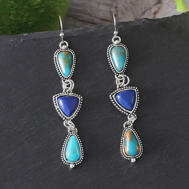 Buddha Stones Boucles d'oreilles pendantes turquoise géométriques bohèmes protectrices - image 2