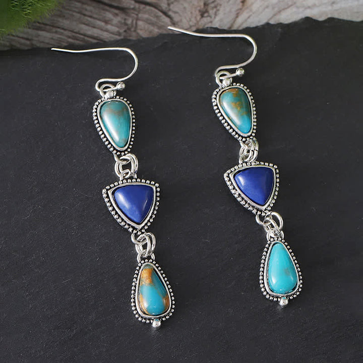 Buddha Stones Boucles d'oreilles pendantes turquoise géométriques bohèmes protectrices - image 1