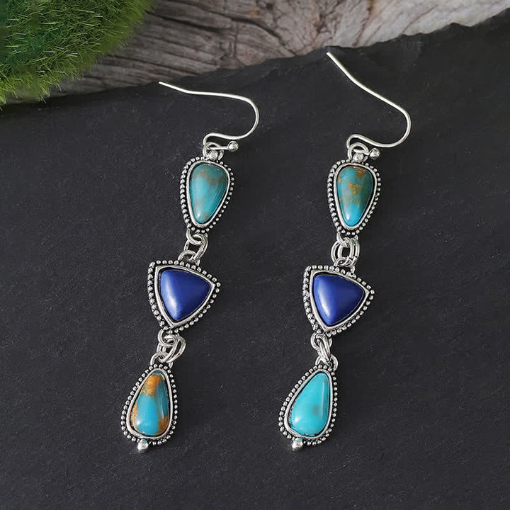 Buddha Stones Boucles d'oreilles pendantes turquoise géométriques bohèmes protectrices - Turquoise (Purification ♥ Sérénité) - image 0