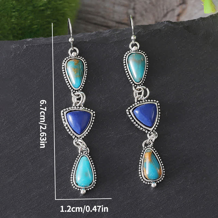 Buddha Stones Boucles d'oreilles pendantes turquoise géométriques bohèmes protectrices - image 9