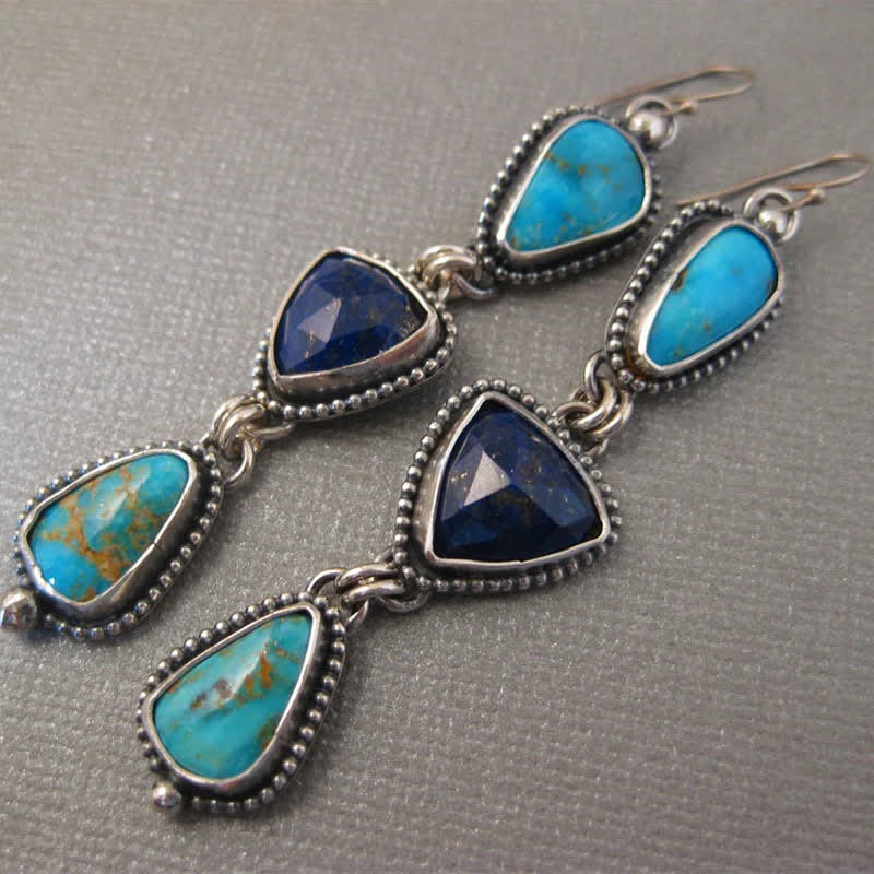 Buddha Stones Boucles d'oreilles pendantes turquoise géométriques bohèmes protectrices - image 4