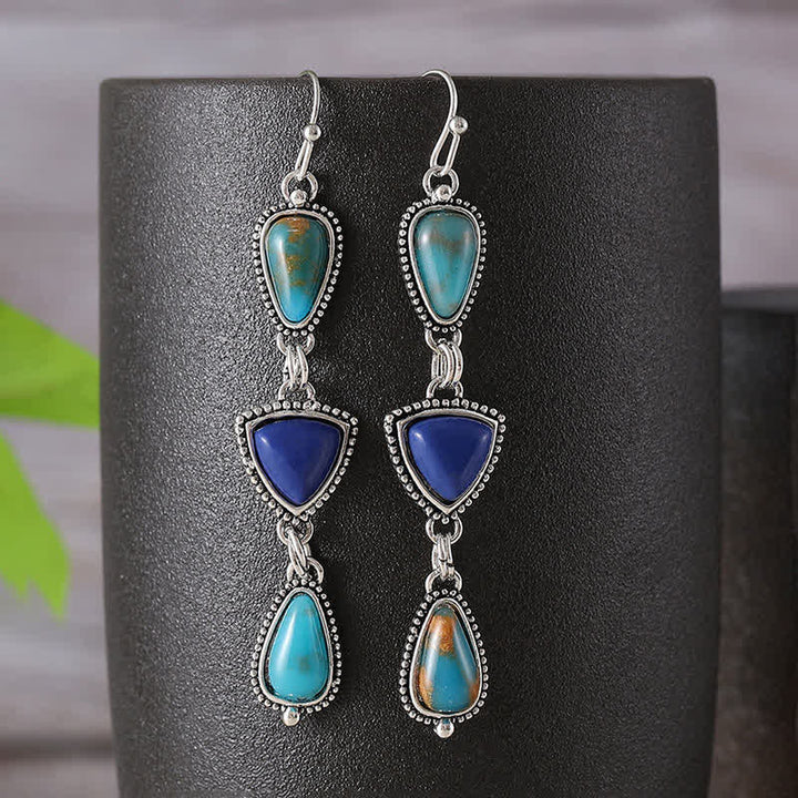Buddha Stones Boucles d'oreilles pendantes turquoise géométriques bohèmes protectrices - image 3