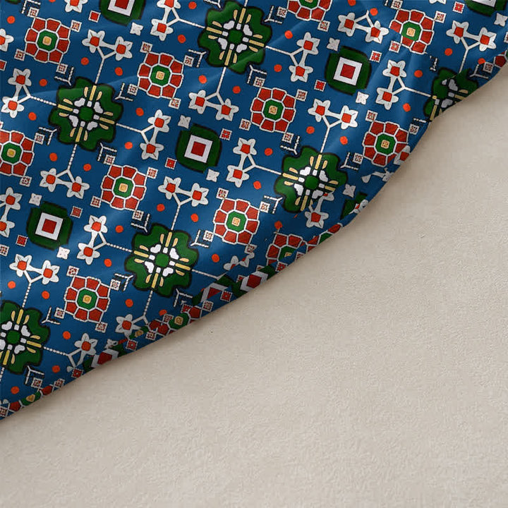 Buddha Stones Robe midi d'été décontractée bleue à motif géométrique bohème avec poches - image 2