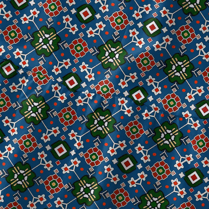 Buddha Stones Robe midi d'été décontractée bleue à motif géométrique bohème avec poches - image 1