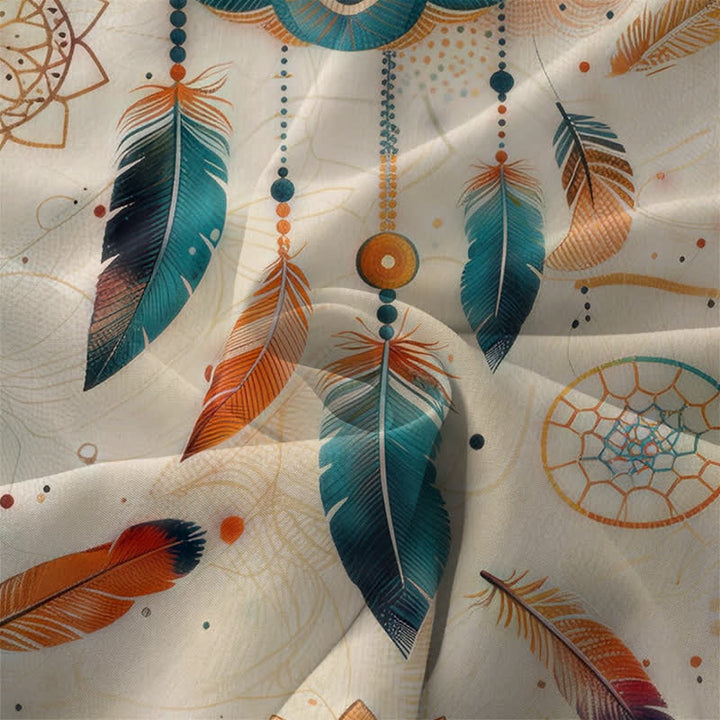 Buddha Stones Robe midi d'été décontractée bohème à motif mandala et plumes, sans manches et avec poches. - image 3