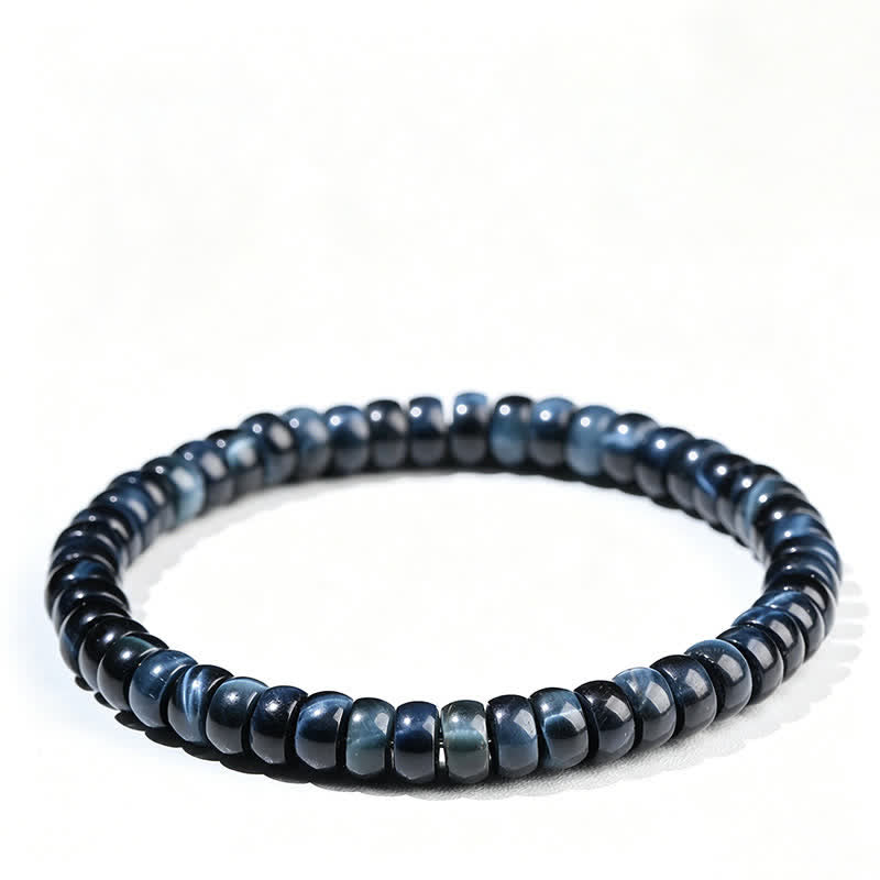 Buddha Stones Bracelet de perles positives en œil de tigre bleu - Œil de tigre bleu (Intuition ♥ Clarté) - image 0