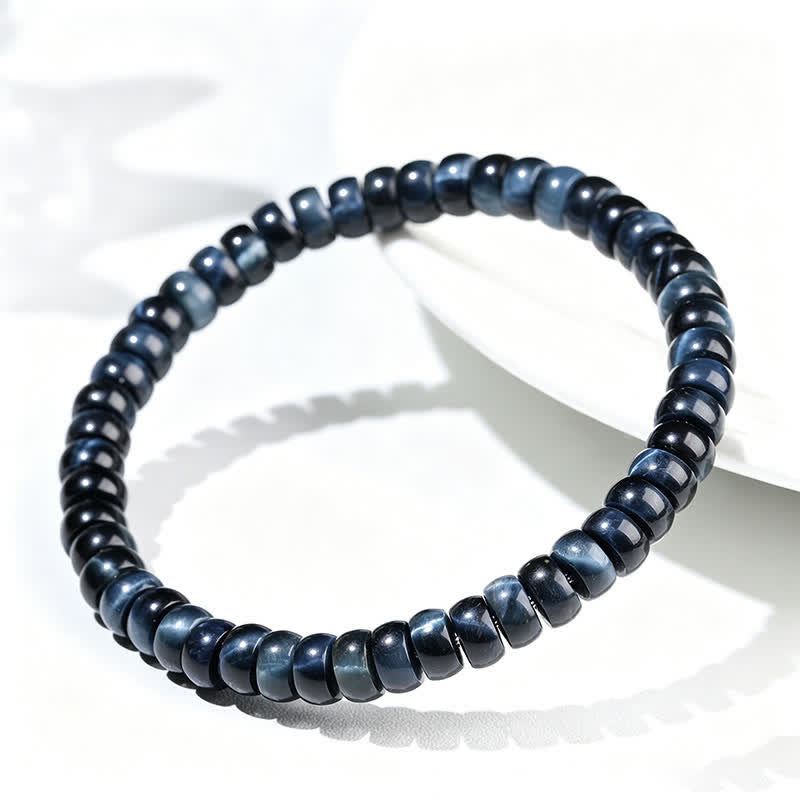 Buddha Stones Bracelet de perles positives en œil de tigre bleu - image 3