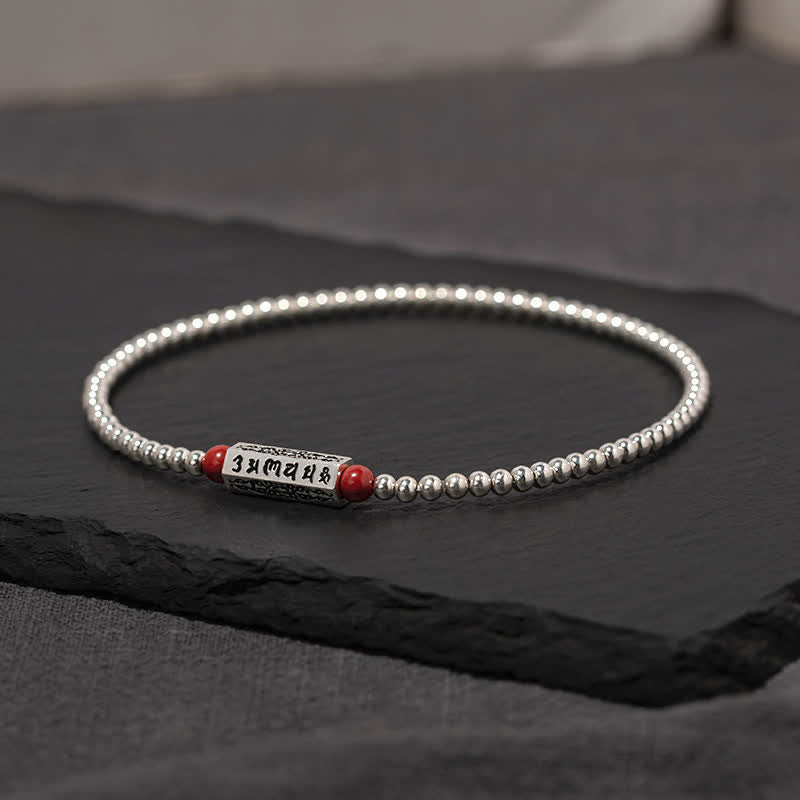 Buddha Stones Bracelet de cheville de sagesse cinabre Om Mani Padme Hum - 7,1–7,5 pouces (18–19 cm) - image 0