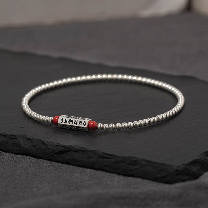 Buddha Stones Bracelet de cheville de sagesse cinabre Om Mani Padme Hum - 7,1–7,5 pouces (18–19 cm) - image 0