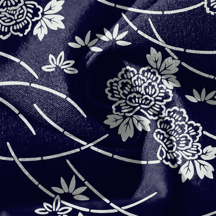Buddha Stones Pantalon fuselé pour homme en pur coton blanc à motif floral et vigne, avec cordon de serrage et poches. - image 6
