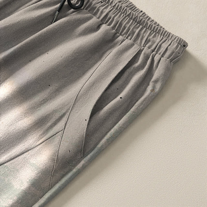 Buddha Stones Pantalon fuselé pour homme en pur coton, motif bambou, cordon de serrage et poches - image 4