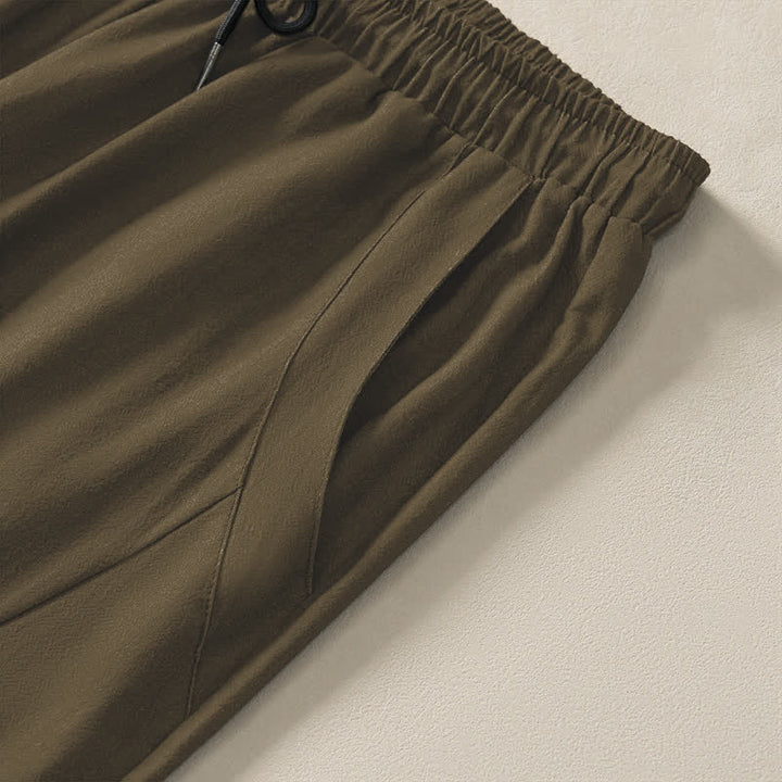 Buddha Stones Pantalon fuselé pour homme en pur coton, motif tigre rugissant et bambou, avec cordon de serrage et poches - image 4