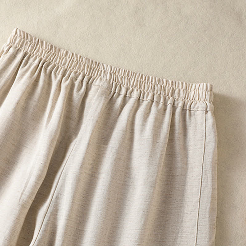 Buddha Stones Pantalon Capri bohème décontracté d'été, coupe droite, avec poches - image 9