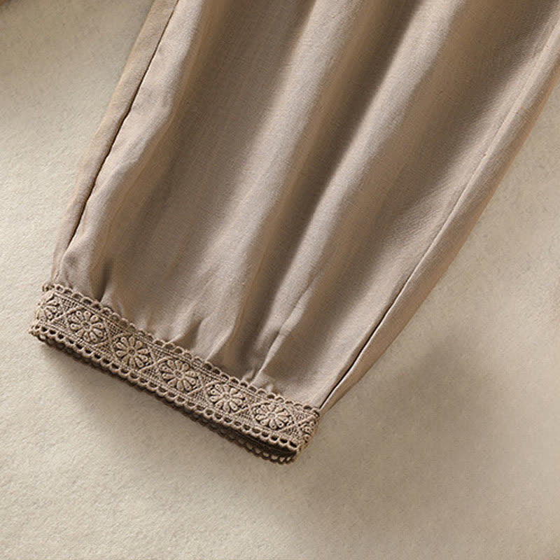Buddha Stones Pantalon Capri bohème décontracté d'été, coupe droite, avec poches - image 5