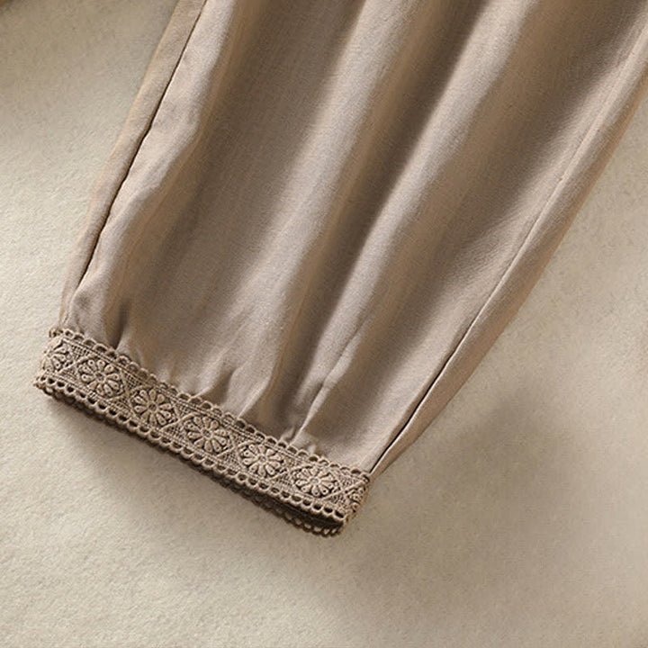 Buddha Stones Pantalon Capri bohème décontracté d'été, coupe droite, avec poches - image 5