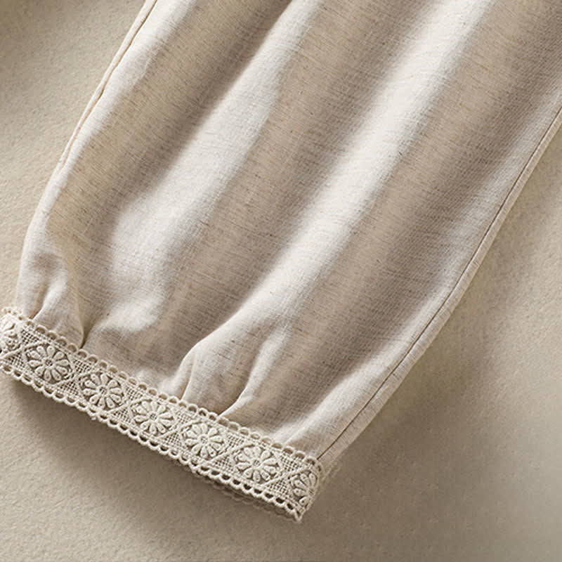 Buddha Stones Pantalon Capri bohème décontracté d'été, coupe droite, avec poches - image 12