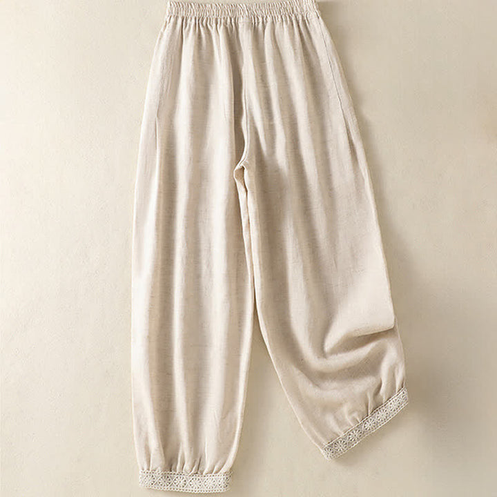 Buddha Stones Pantalon Capri bohème décontracté d'été, coupe droite, avec poches - image 7