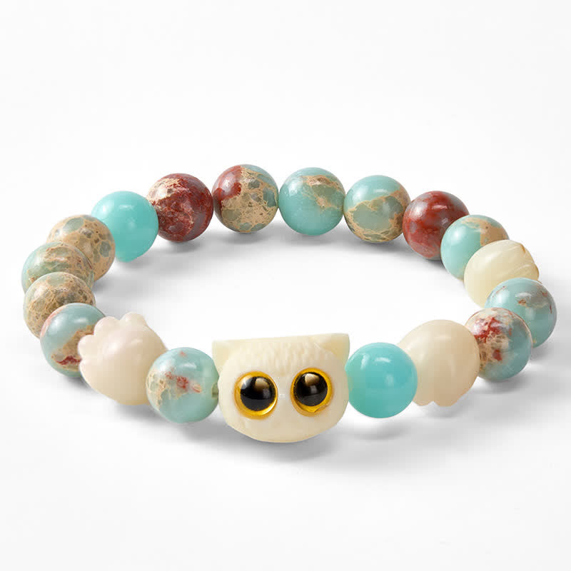 Buddha Stones Bracelet de perles en pierre de Shoushan sculptée à la main, représentant un chat et symbole de pureté. - image 15