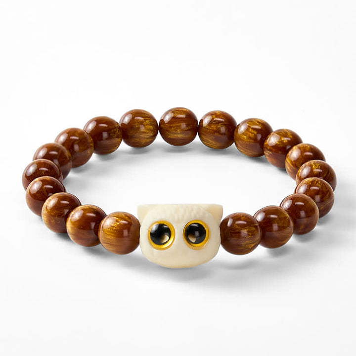 Buddha Stones Bracelet de sagesse chat et fruits ivoire en perles de résine jaune - image 6