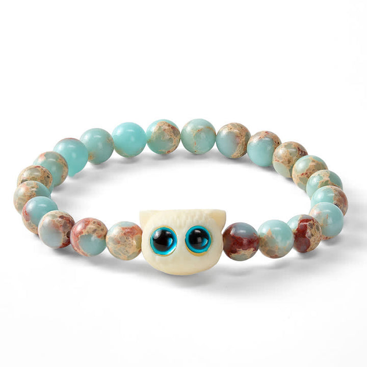 Buddha Stones Bracelet de prospérité Shoushan en pierre d'ivoire et motif chat et fruits - image 6