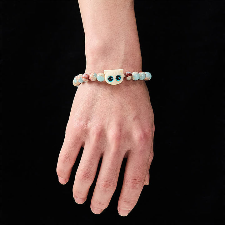 Buddha Stones Bracelet de prospérité Shoushan en pierre d'ivoire et motif chat et fruits - image 4