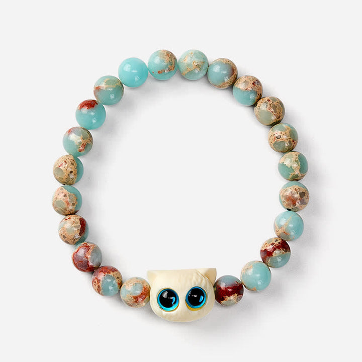 Buddha Stones Bracelet de prospérité Shoushan en pierre d'ivoire et motif chat et fruits - image 2