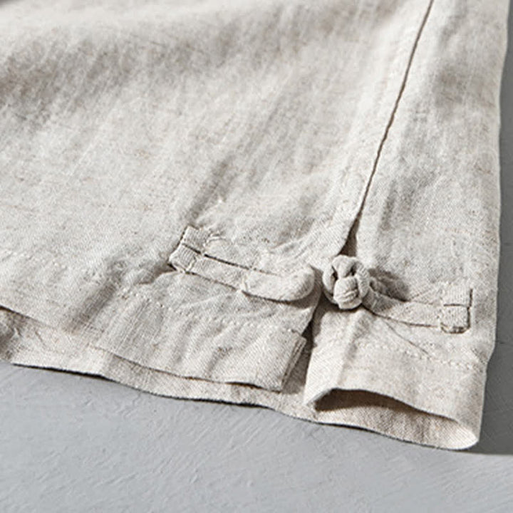 Buddha Stones Chemises à manches longues pour hommes, style Tang, col mandarin, style décontracté automne - image 14