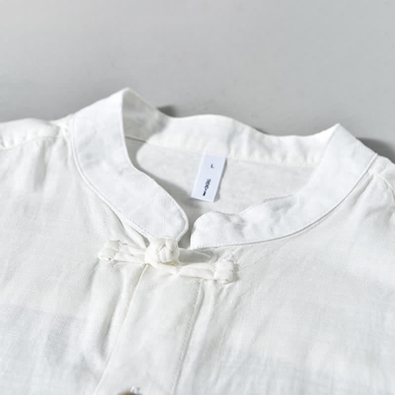 Buddha Stones Chemises à manches longues pour hommes, style Tang, col mandarin, style décontracté automne - image 17