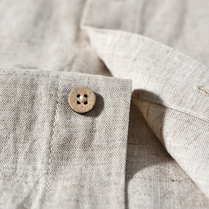 Buddha Stones Chemises à manches longues pour hommes, style Tang, col mandarin, style décontracté automne - image 12