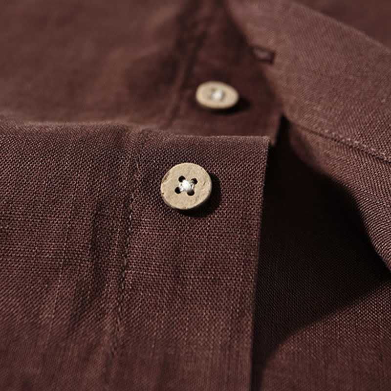 Buddha Stones Chemises à manches longues pour hommes, style Tang, col mandarin, style décontracté automne - image 3