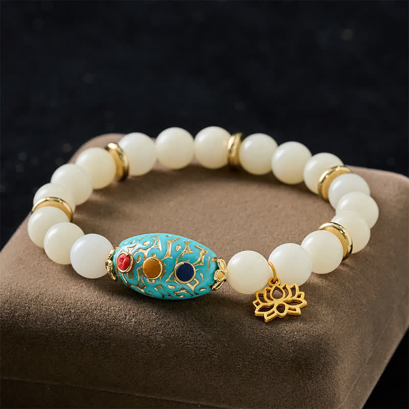 Buddha Stones Bracelet d'illumination en turquoise et graines de Bodhi, lotus - Graine de Bodhi (Sagesse ♥ Paix) - image 0
