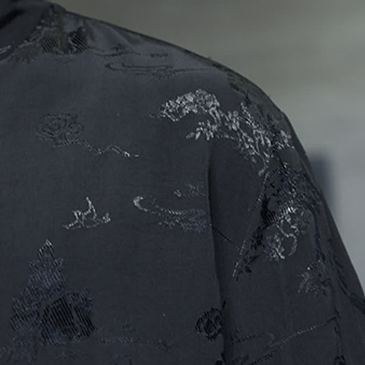 Buddha Stones Chemises pour hommes à manches 3/4 et col mandarin élégant style printemps Tang - image 19
