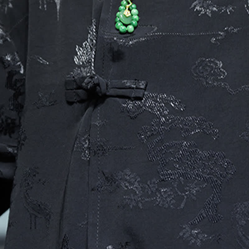 Buddha Stones Chemises pour hommes à manches 3/4 et col mandarin élégant style printemps Tang - image 18