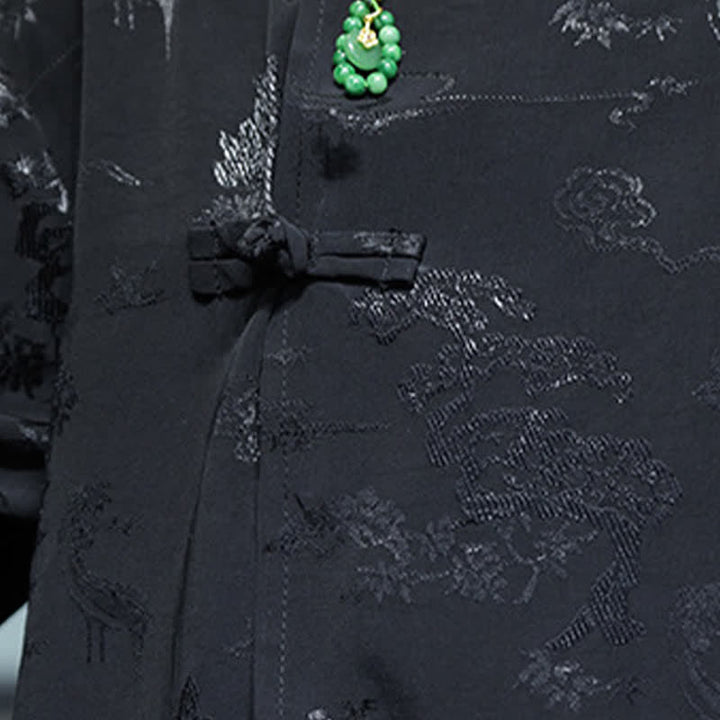 Buddha Stones Chemises pour hommes à manches 3/4 et col mandarin élégant style printemps Tang - image 18