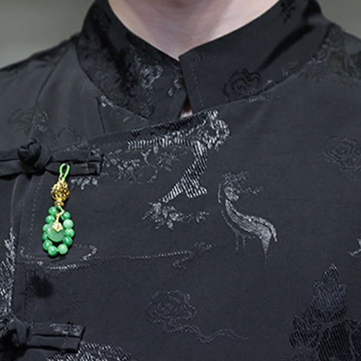 Buddha Stones Chemises pour hommes à manches 3/4 et col mandarin élégant style printemps Tang - image 17