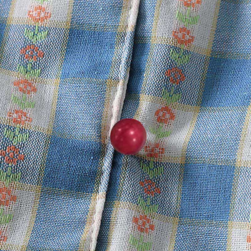 Buddha Stones Robe d'été sans manches à carreaux vichy pour femme, boutonnée et à cordon de serrage, avec poches - image 9
