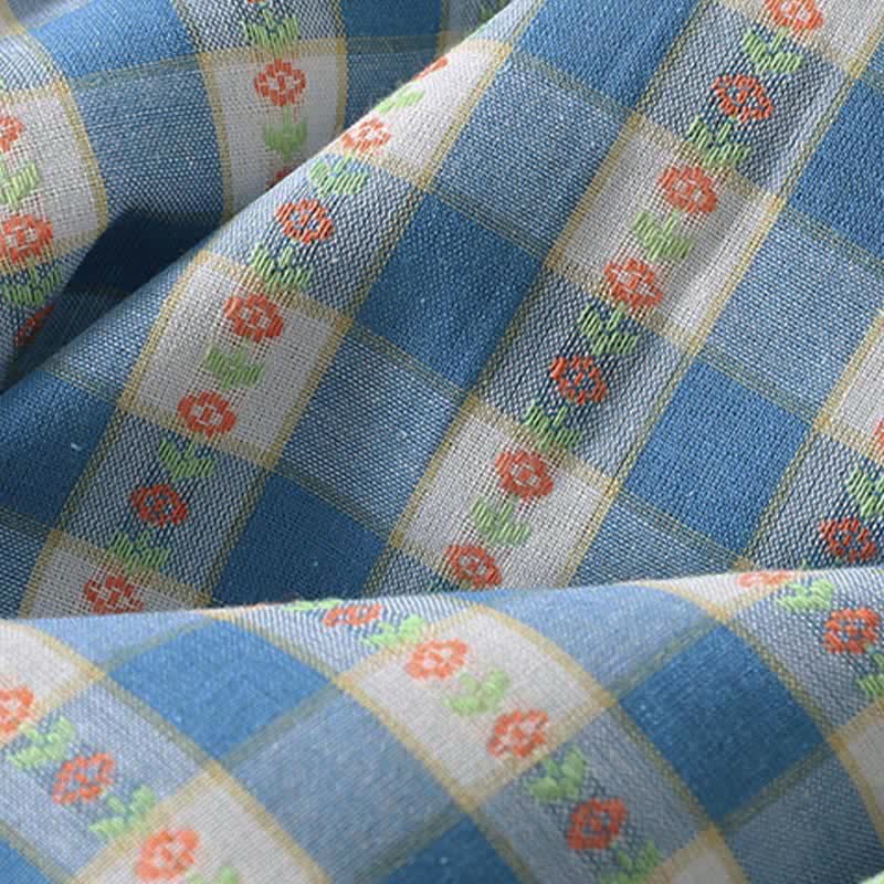 Buddha Stones Robe d'été sans manches à carreaux vichy pour femme, boutonnée et à cordon de serrage, avec poches - image 12