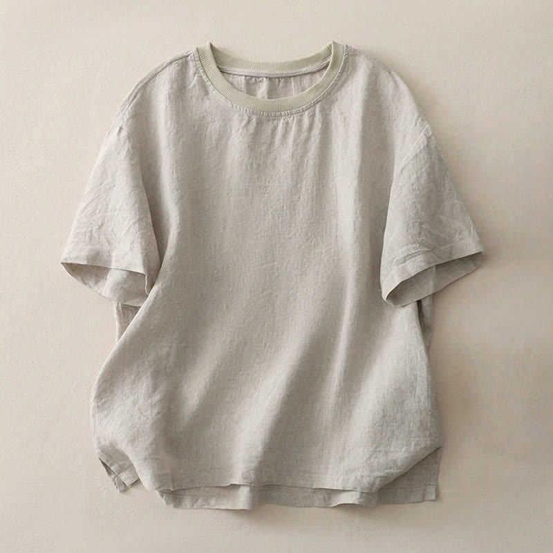 T-shirt à manches courtes en polyester pour femme, motif Buddha Stones, col rond uni. - Lin - US14，UK/AU18，EU46 (2XL) - image 24