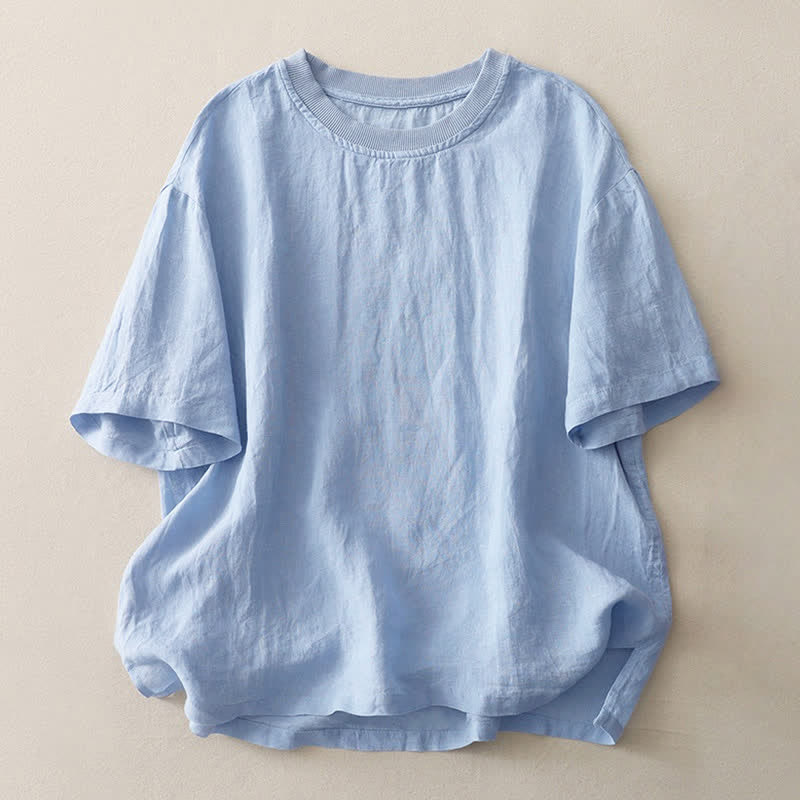 T-shirt à manches courtes en polyester pour femme, motif Buddha Stones, col rond uni. - Bleu ciel clair - US14，UK/AU18，EU46 (2XL) - image 0