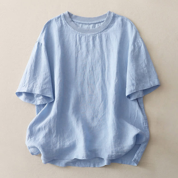 T-shirt à manches courtes en polyester pour femme, motif Buddha Stones, col rond uni. - Bleu ciel clair - US14，UK/AU18，EU46 (2XL) - image 0
