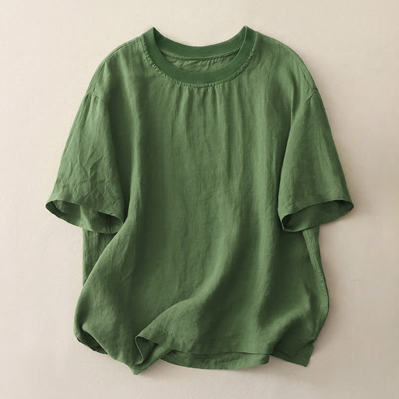 T-shirt à manches courtes en polyester pour femme, motif Buddha Stones, col rond uni. - Vert forêt - US14，UK/AU18，EU46 (2XL) - image 16