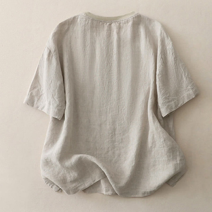 T-shirt à manches courtes en polyester pour femme, motif Buddha Stones, col rond uni. - image 25