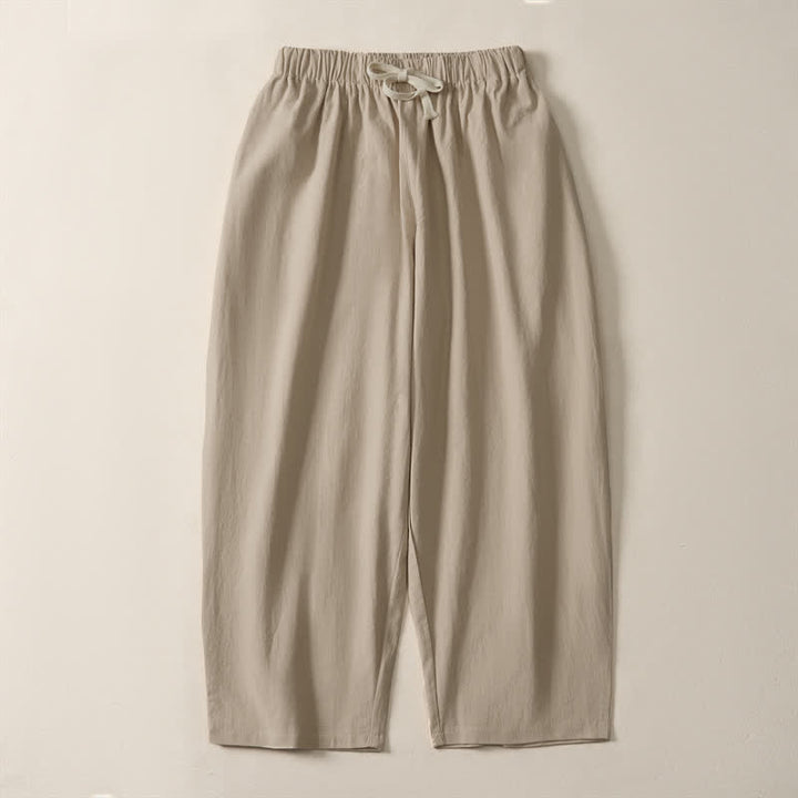 Buddha Stones Pantalon sarouel d'été décontracté à cordon de serrage, uni, court, avec poches - Tanné - US/UK/AU54, EU64 (9XL) - image 12