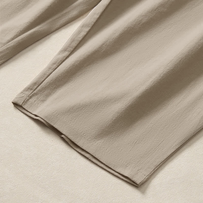 Buddha Stones Pantalon sarouel d'été décontracté à cordon de serrage, uni, court, avec poches - image 16