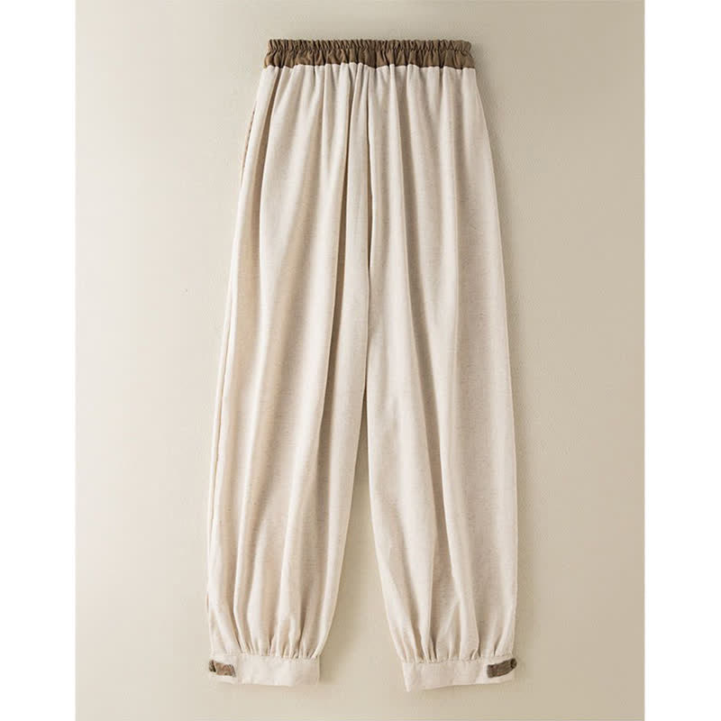 Pantalon sarouel en coton uni avec cordon de serrage et poches pour femme Buddha Stones - image 1