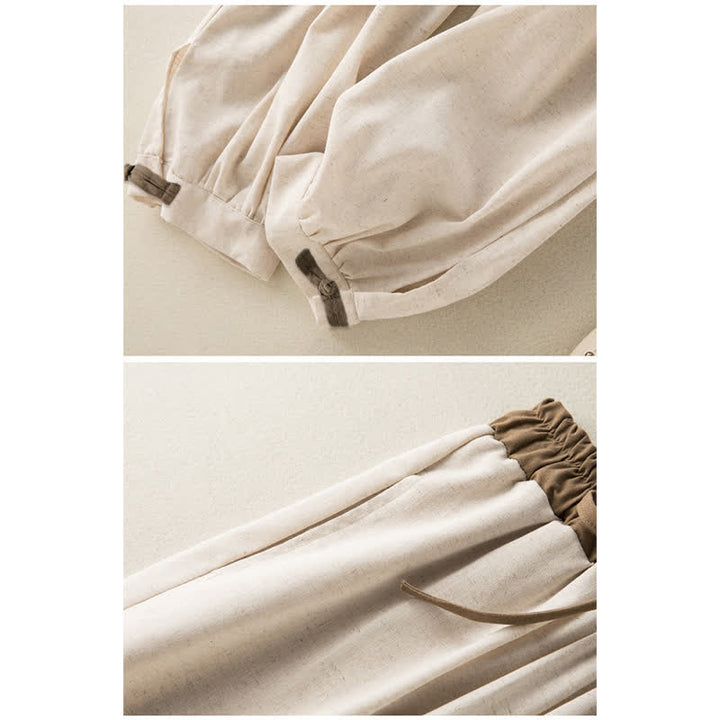 Pantalon sarouel en coton uni avec cordon de serrage et poches pour femme Buddha Stones - image 2