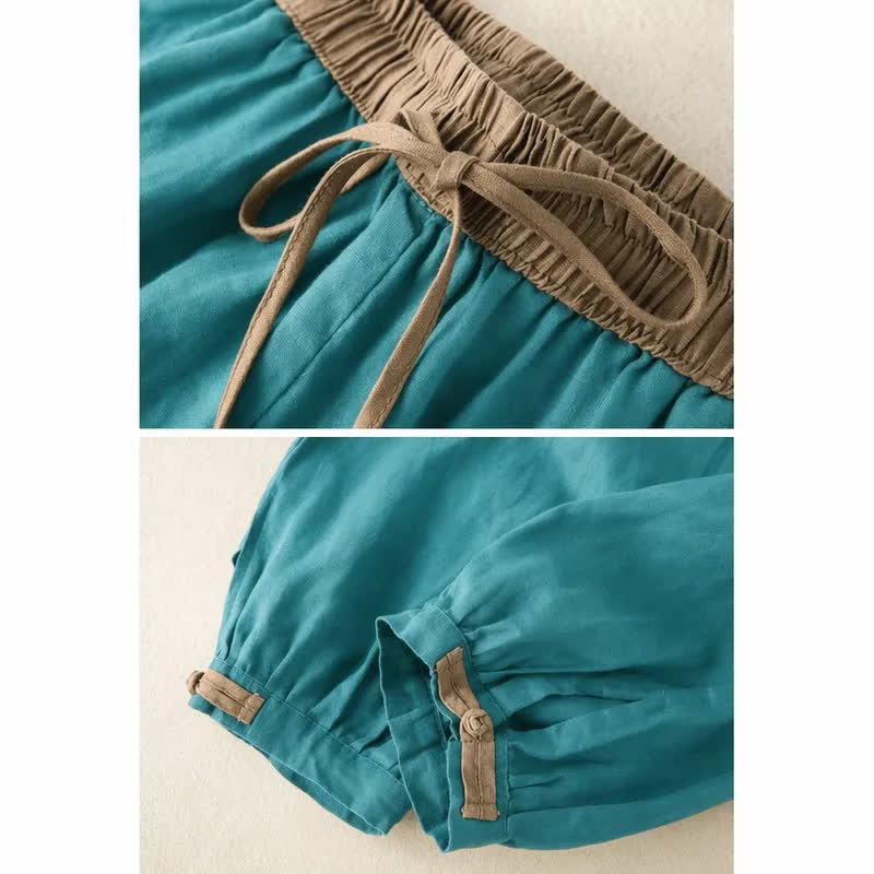 Pantalon sarouel en coton uni avec cordon de serrage et poches pour femme Buddha Stones - image 11